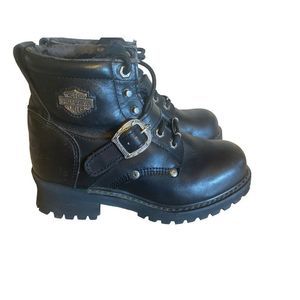 Harley Davidson Black Leather Motorcycle Hiking Riding Boot Womens Sz 8 EXCELLEN